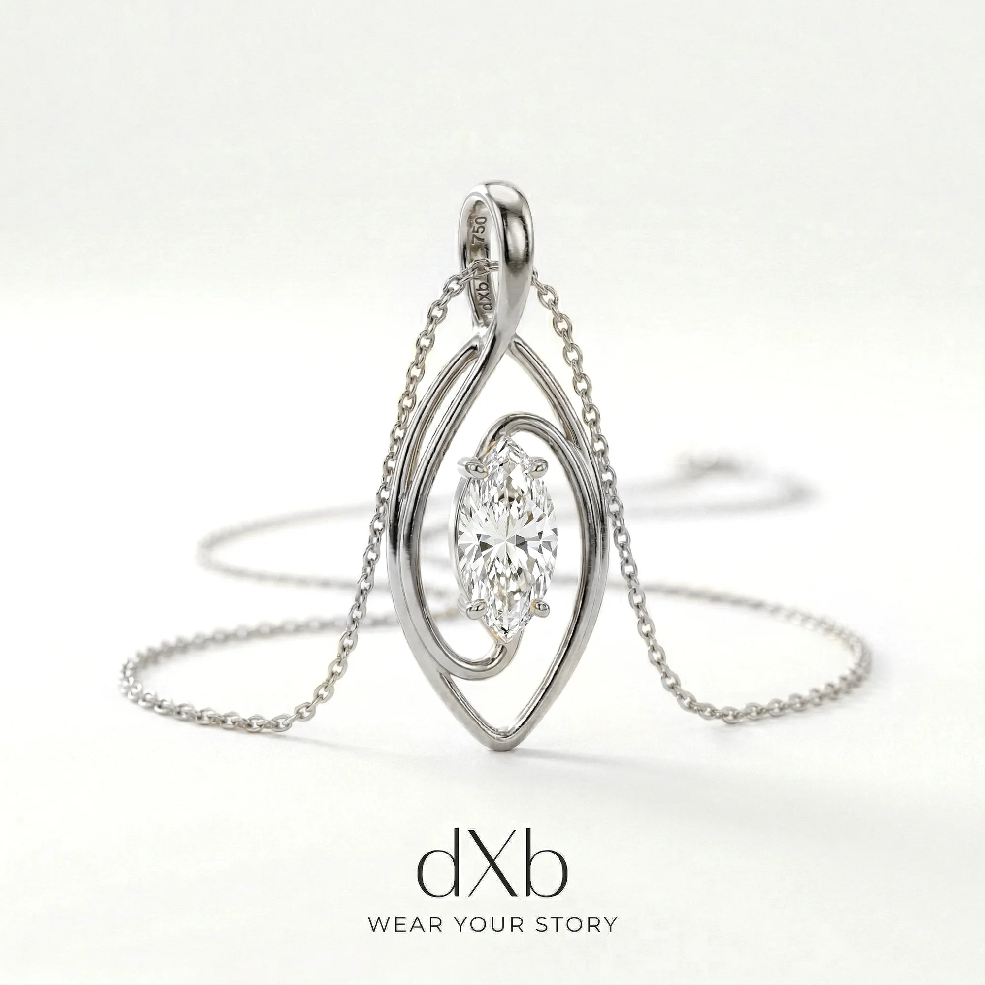 Marquise Swirl Pendant in Platinum