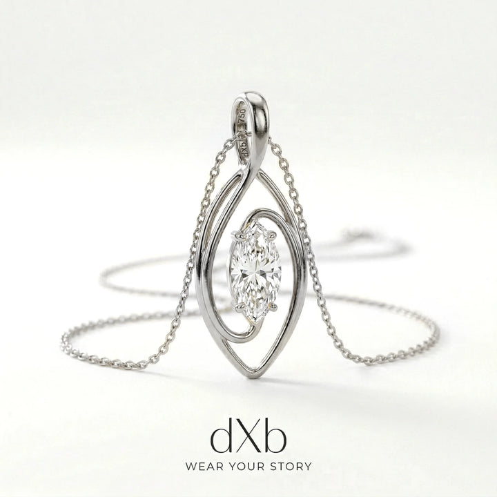 Marquise Swirl Pendant in Platinum