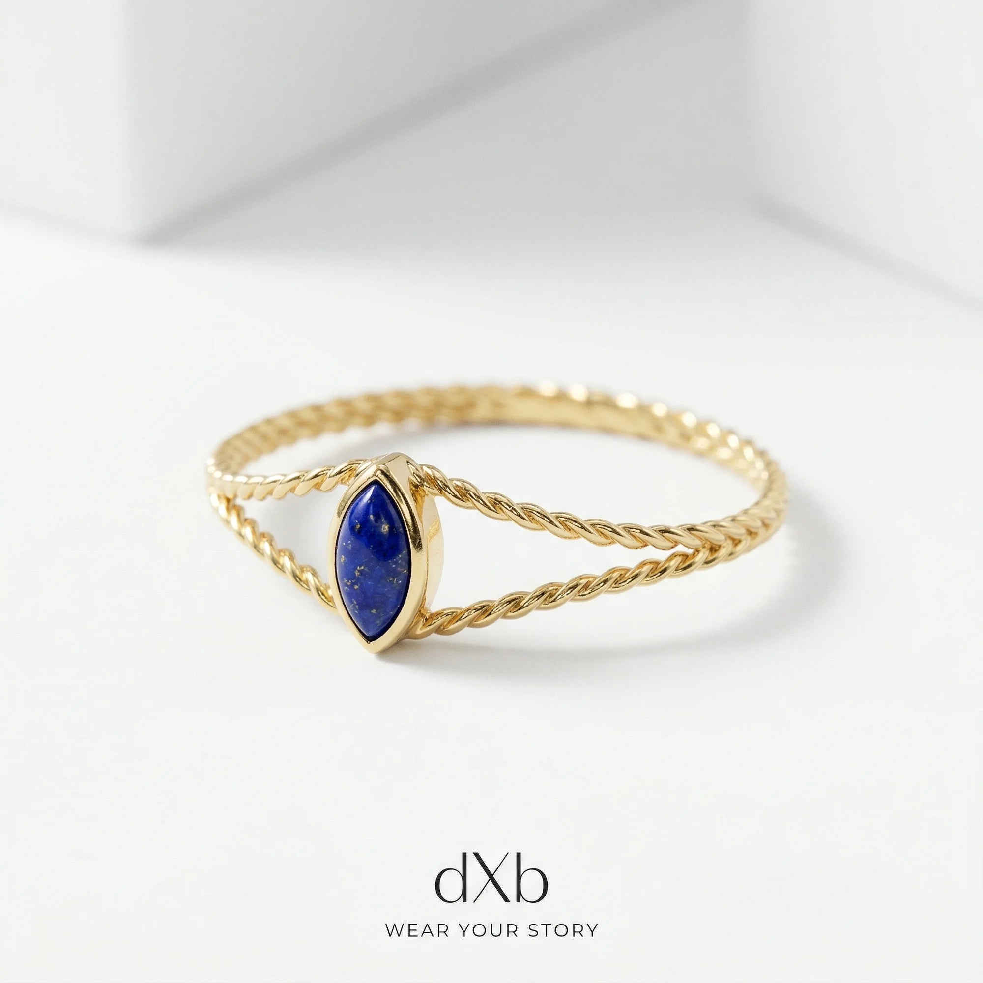 14k yellow gold Marquise gemstone Marquise Twisted Rope Band ring