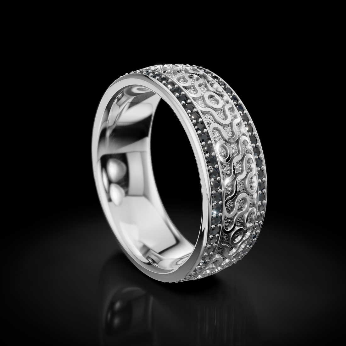 Modern Gold Wedding Ring with Diamond Accents and Braided Details