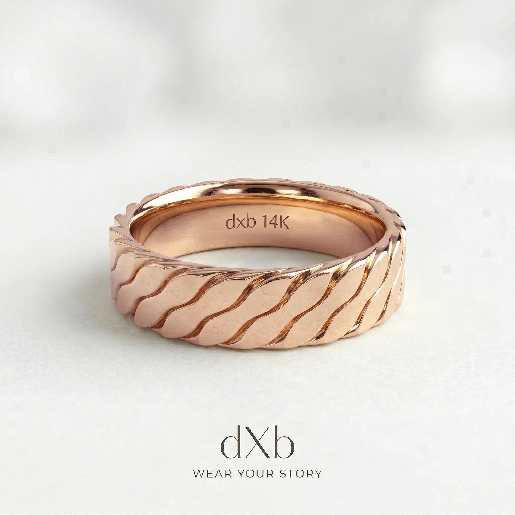 14k rose gold Wavy Textured Band ring