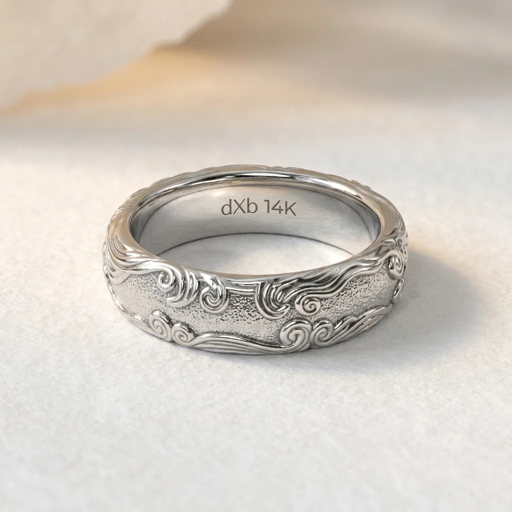 Oceanic Tide Filigree Scrollwork Ring