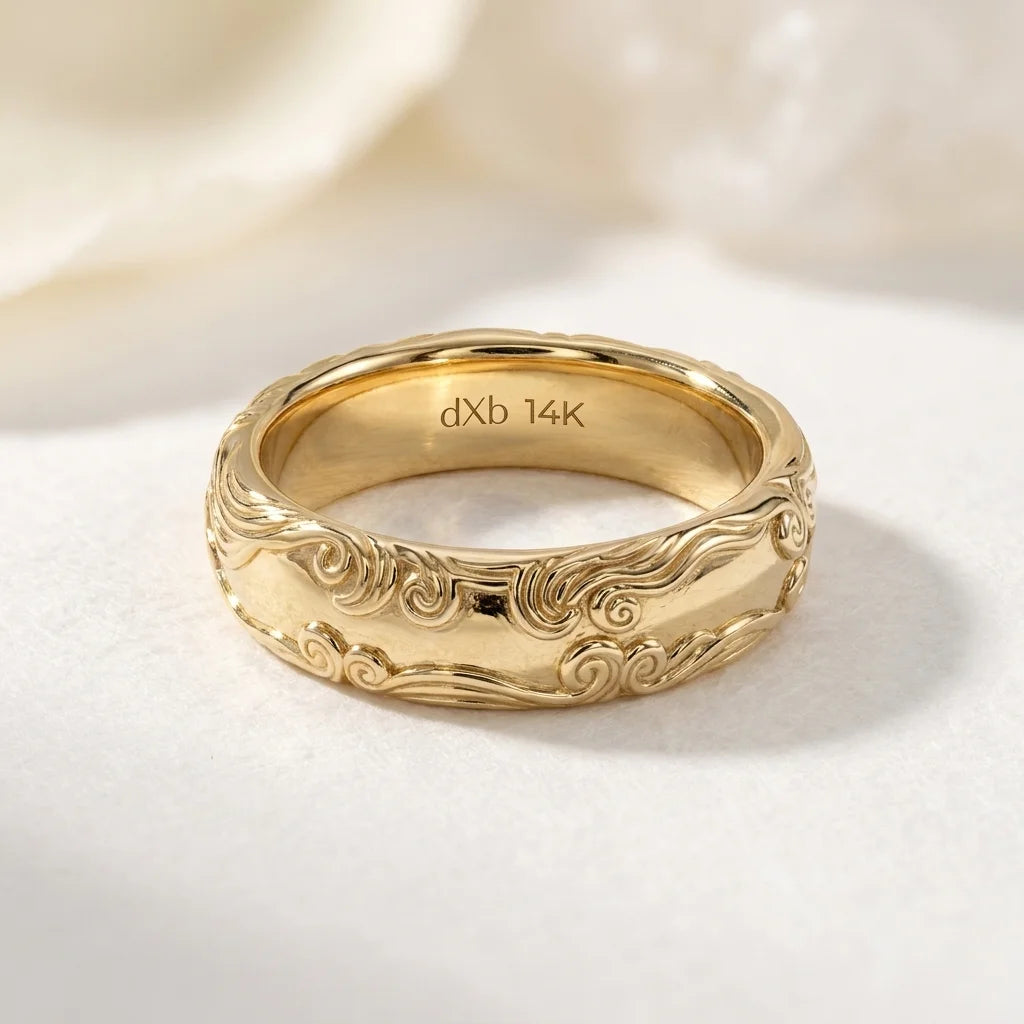 Oceanic Tide Filigree Scrollwork Ring