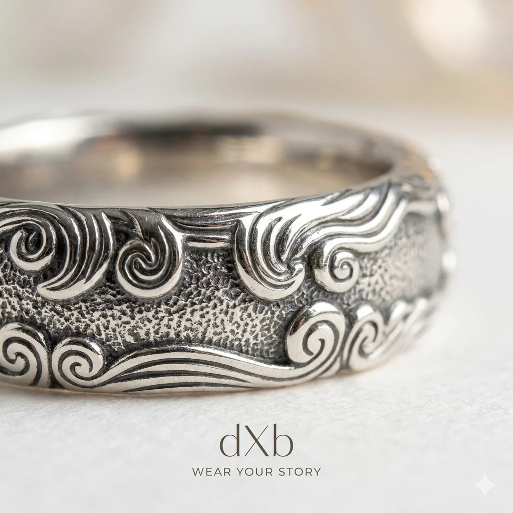 Oceanic Tide Filigree Scrollwork Ring