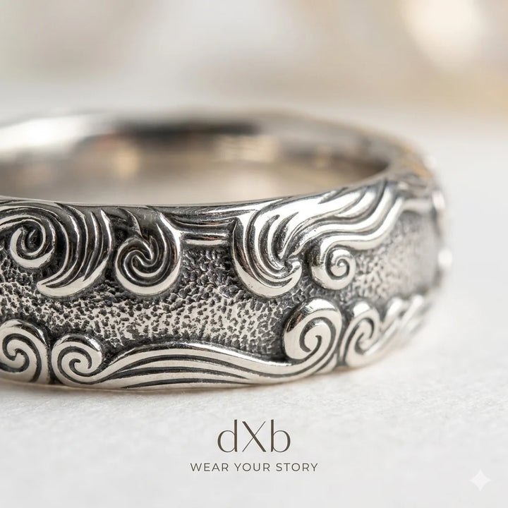 Oceanic Tide Filigree Scrollwork Ring