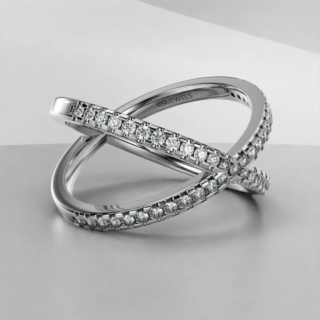 Crisscross Diamond Ring in Platinum