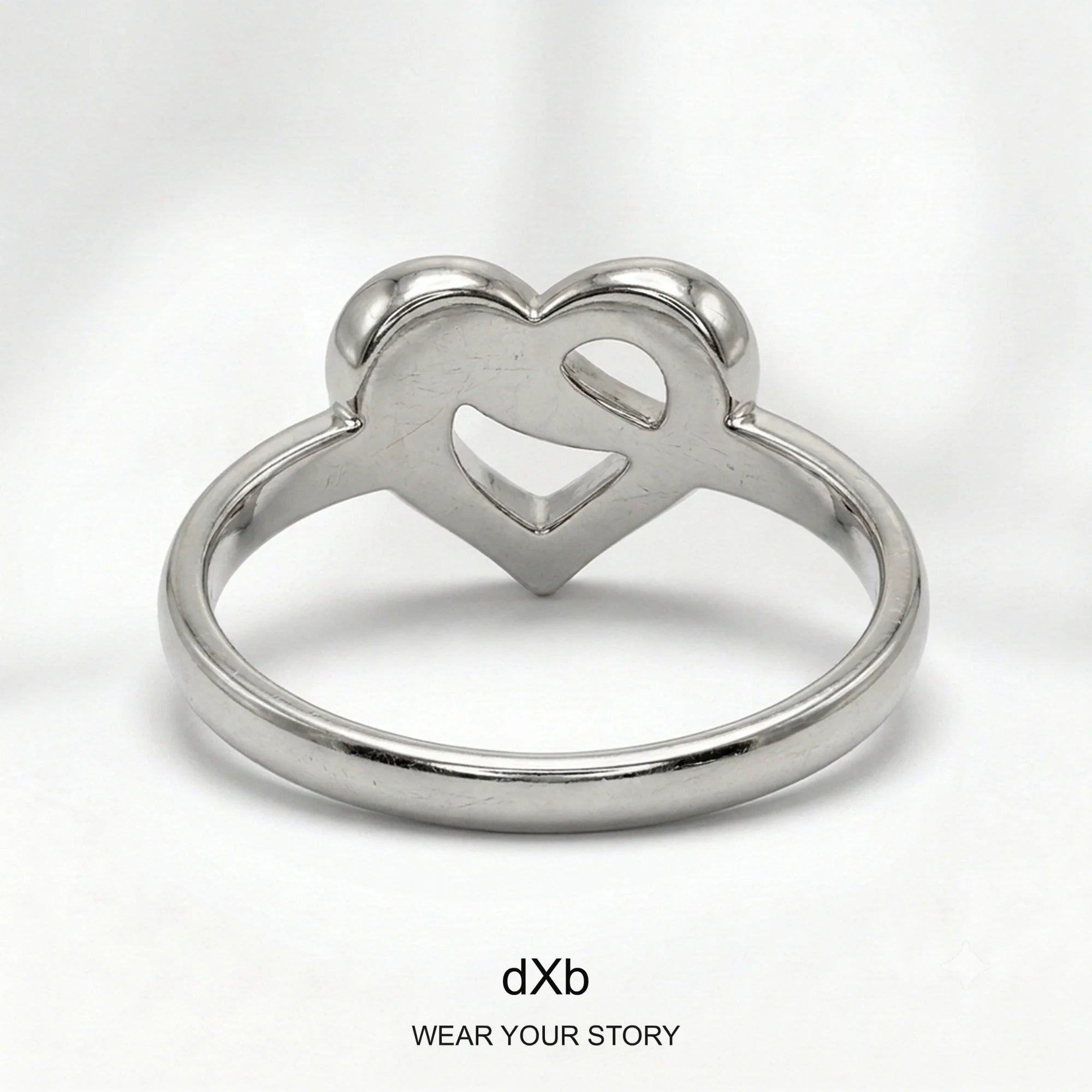 Platinum Heart Diamond Ring in High Polished Platinum, main view