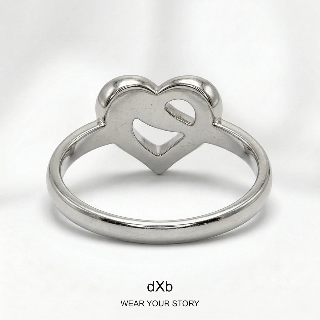 Platinum Heart Diamond Ring in High Polished Platinum, main view