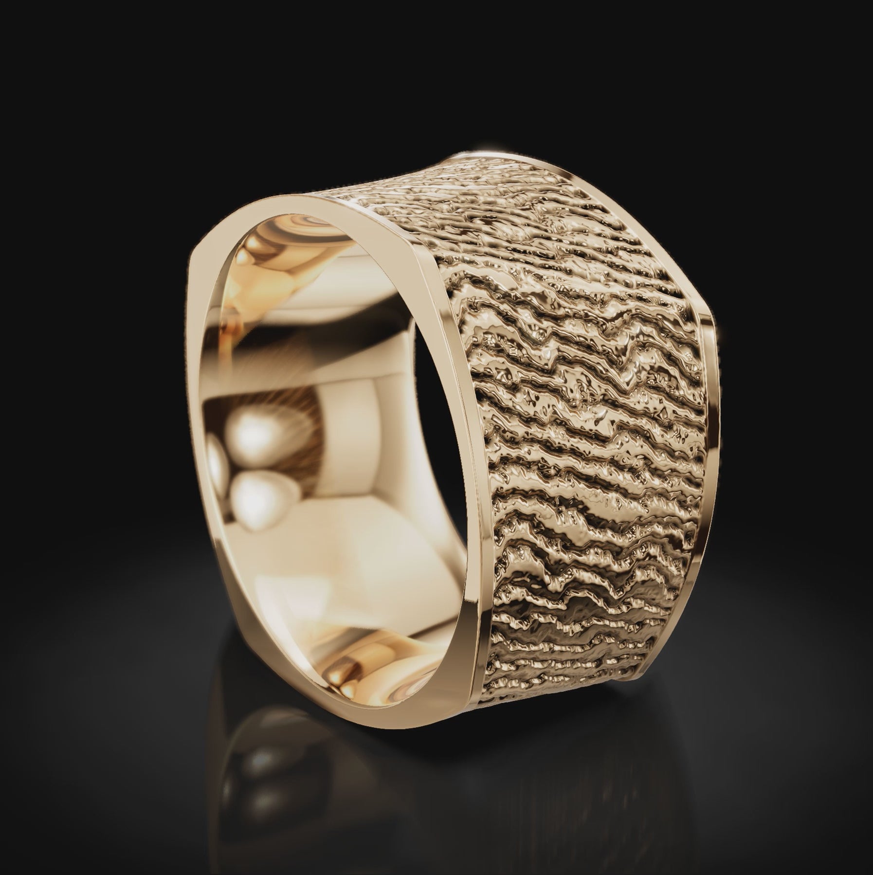 Rustic Tree Bark Wedding Ring by dxbjewels