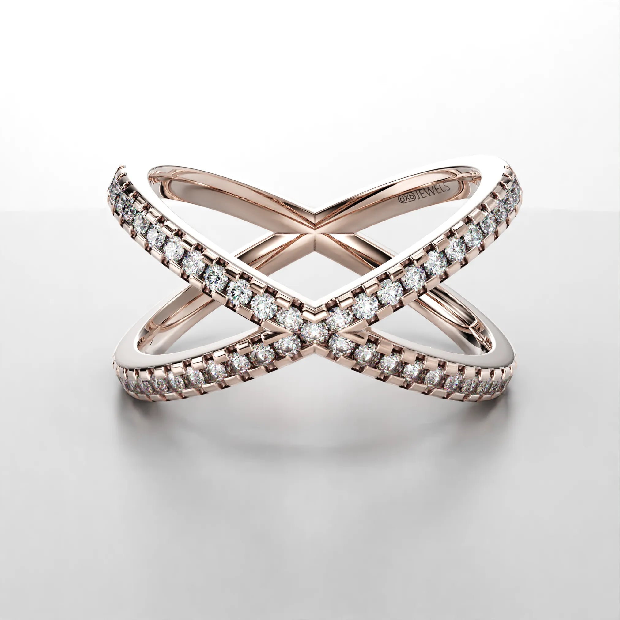 Crisscross Diamond Ring in 14k Gold (Rose)