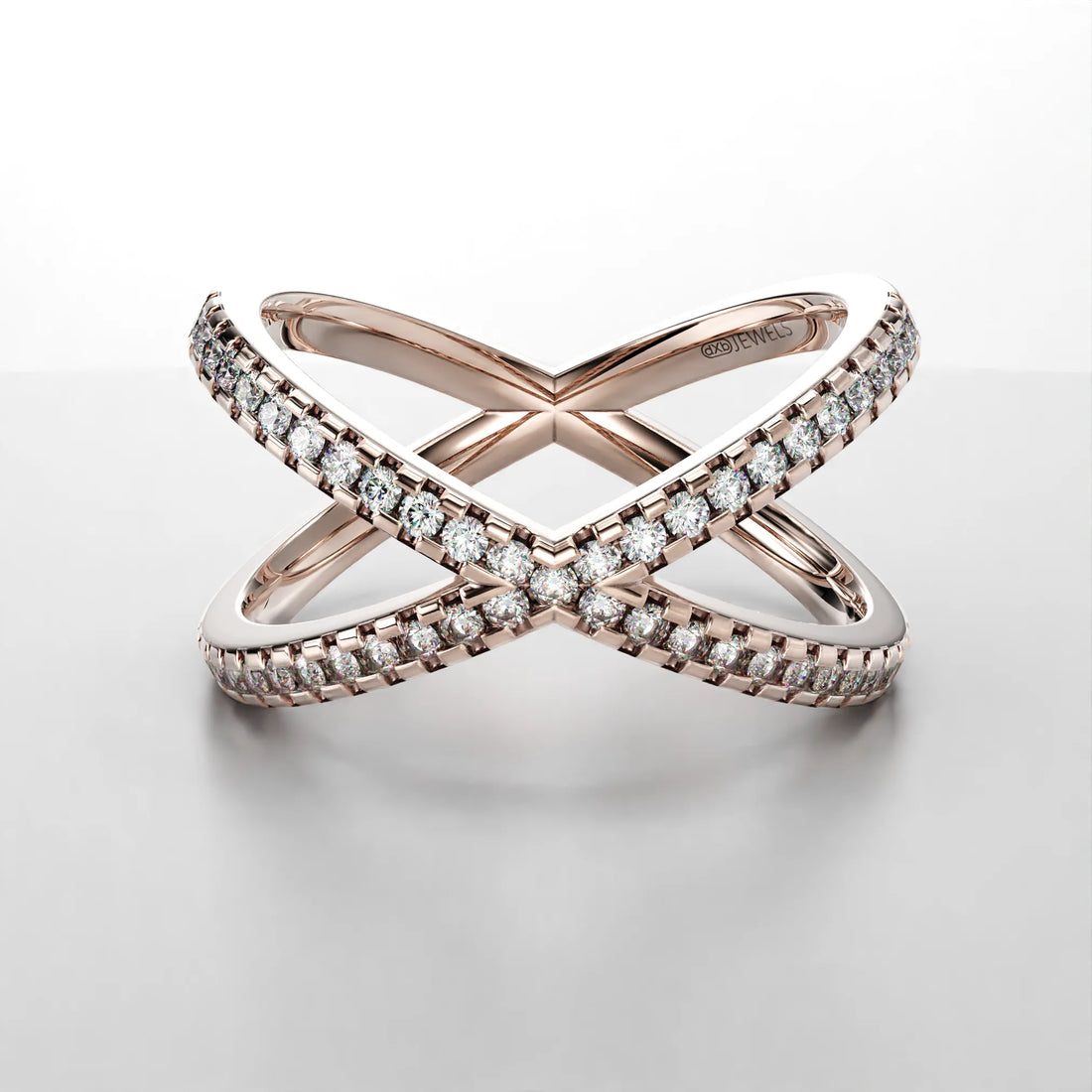 Crisscross Diamond Ring in 14k Gold (Rose)