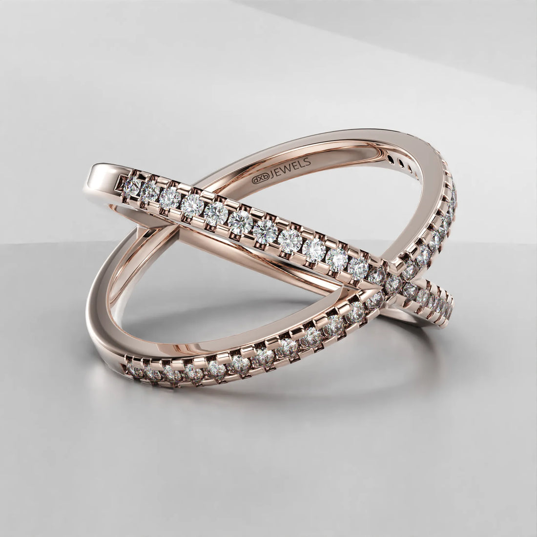 Crisscross Diamond Ring in 14k Gold (Rose)
