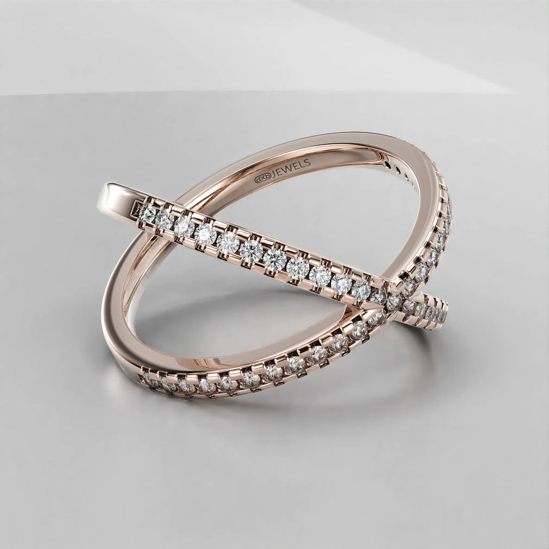 Crisscross Diamond Ring in 14k Gold (Rose)