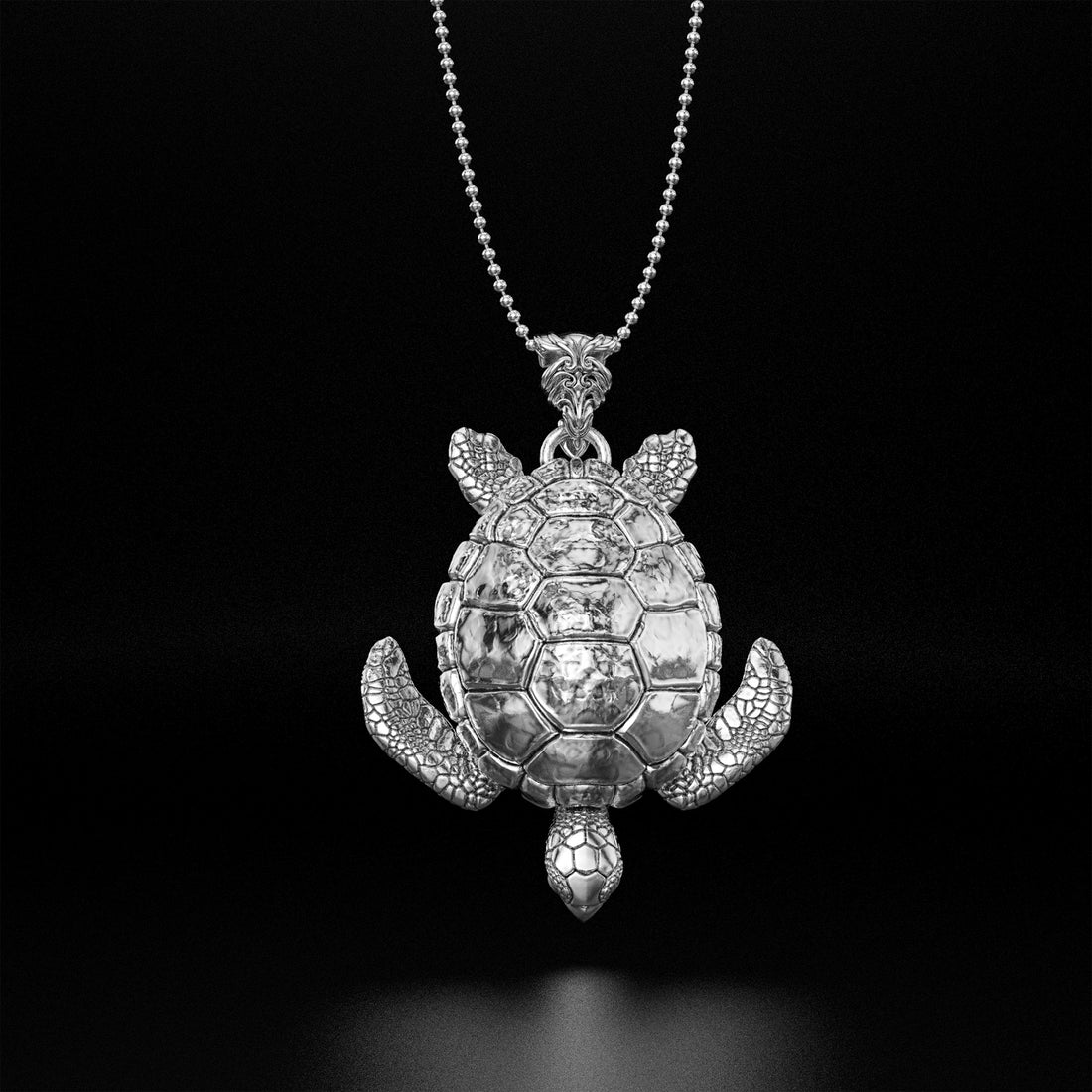 Sea Turtle Pendant - 14k Yellow Gold, 14k White Gold, Platinum, Silver - Save Endangered Animals - Live and Let Live Collection