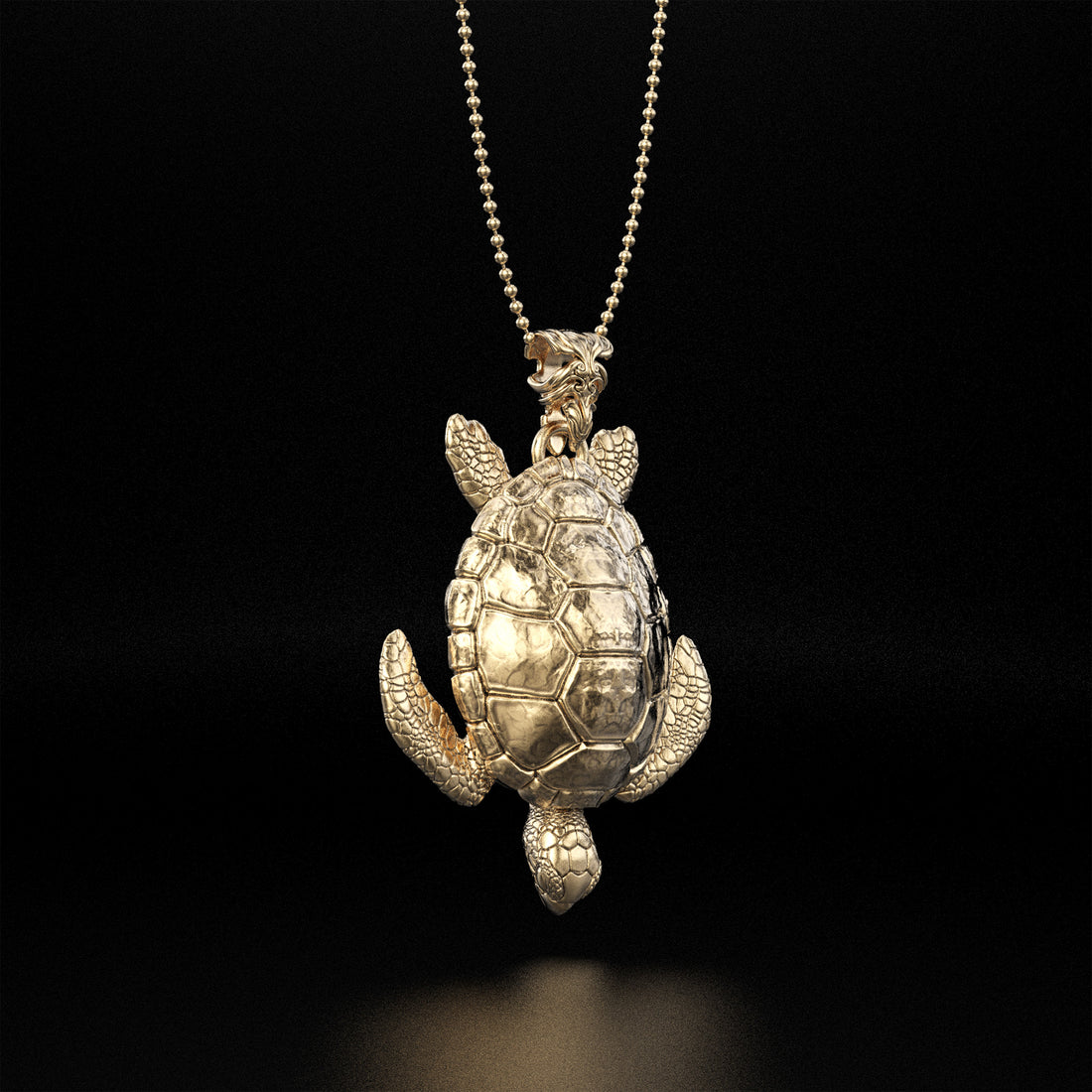 Sea Turtle Pendant - 14k Yellow Gold, 14k White Gold, Platinum, Silver - Save Endangered Animals - Live and Let Live Collection