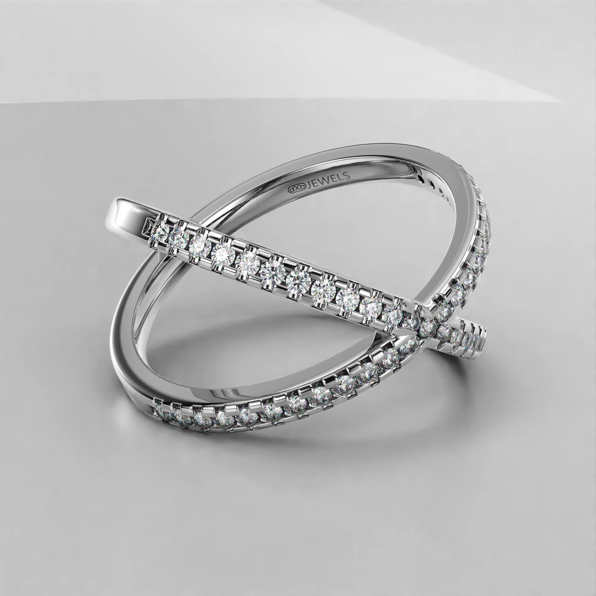Crisscross Diamond Ring in Silver