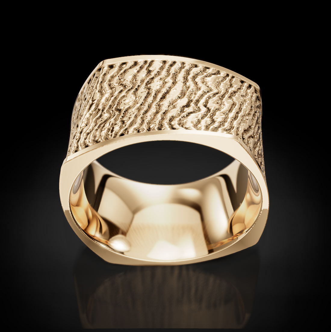 Nature-Inspired Tree Bark Texture Wedding Ring: Rustic Elegance