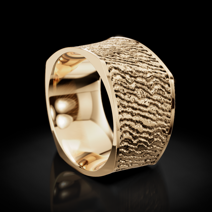 Nature-Inspired Tree Bark Texture Wedding Ring: Rustic Elegance