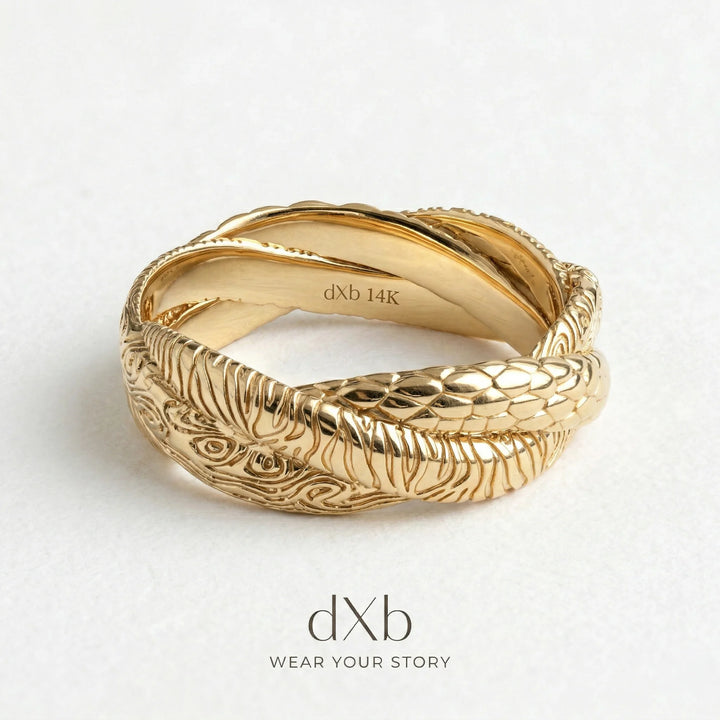 14k yellow gold Dragon Snake Motif ring