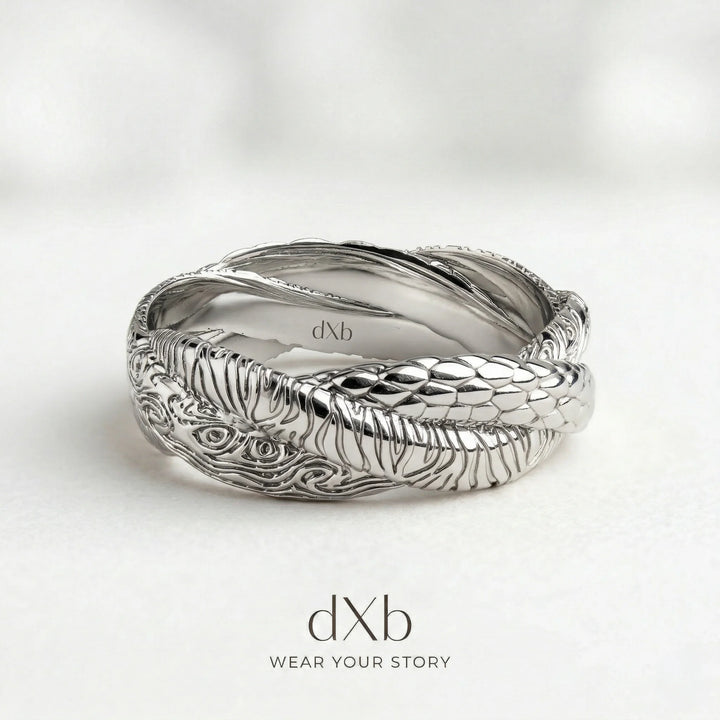 platinum Dragon Snake Motif ring