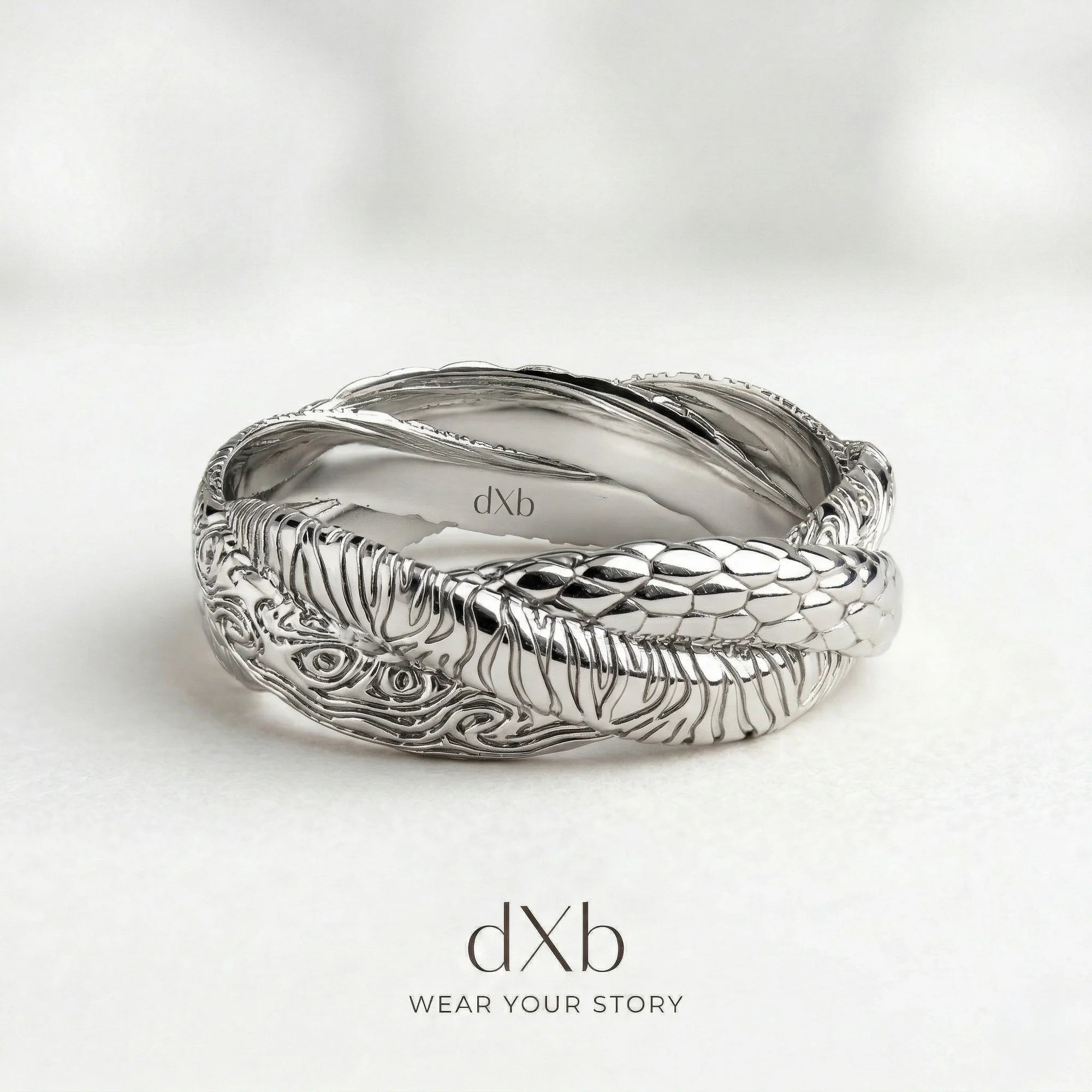 silver Dragon Snake Motif ring