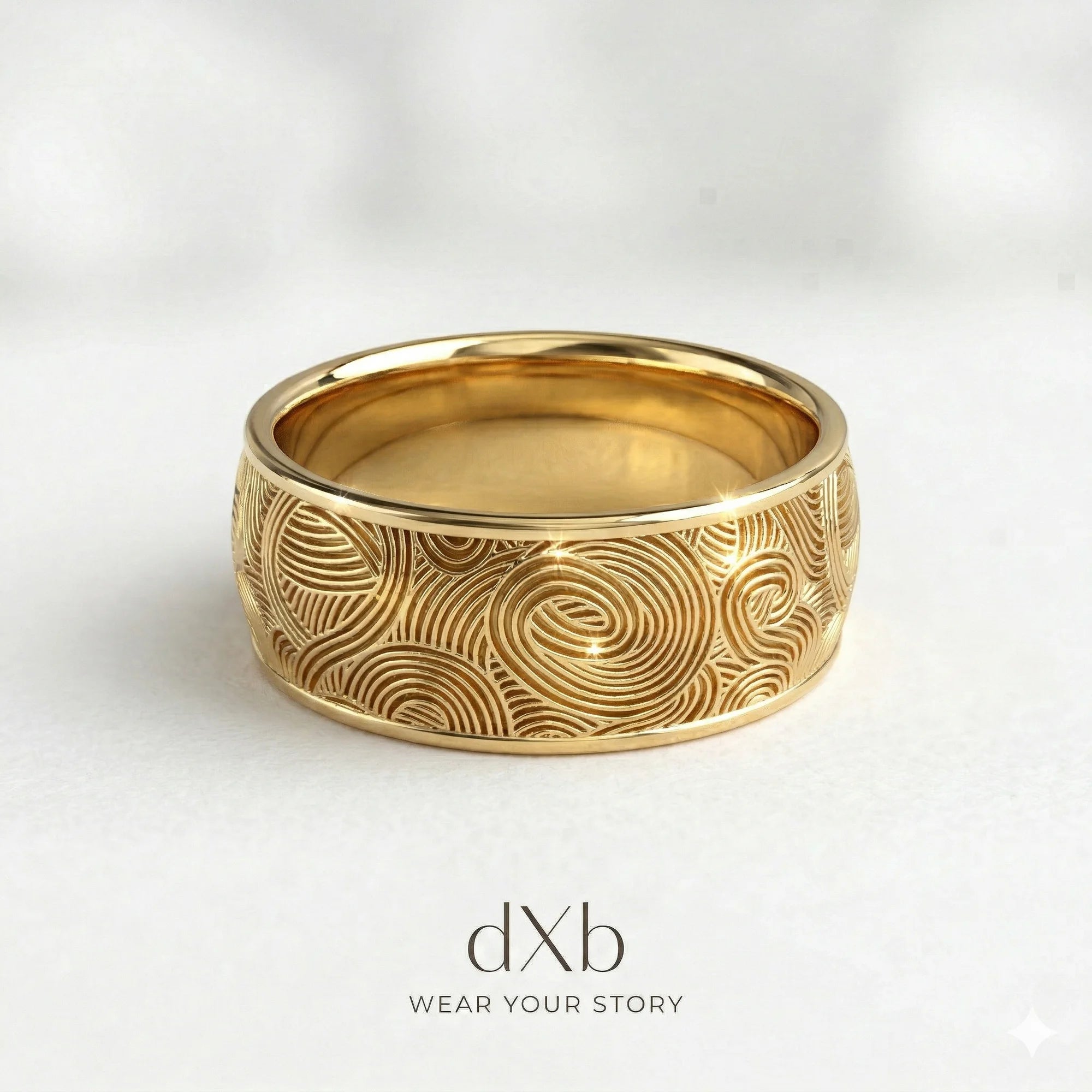 14k rose gold Abstract Swirl Pattern Band ring