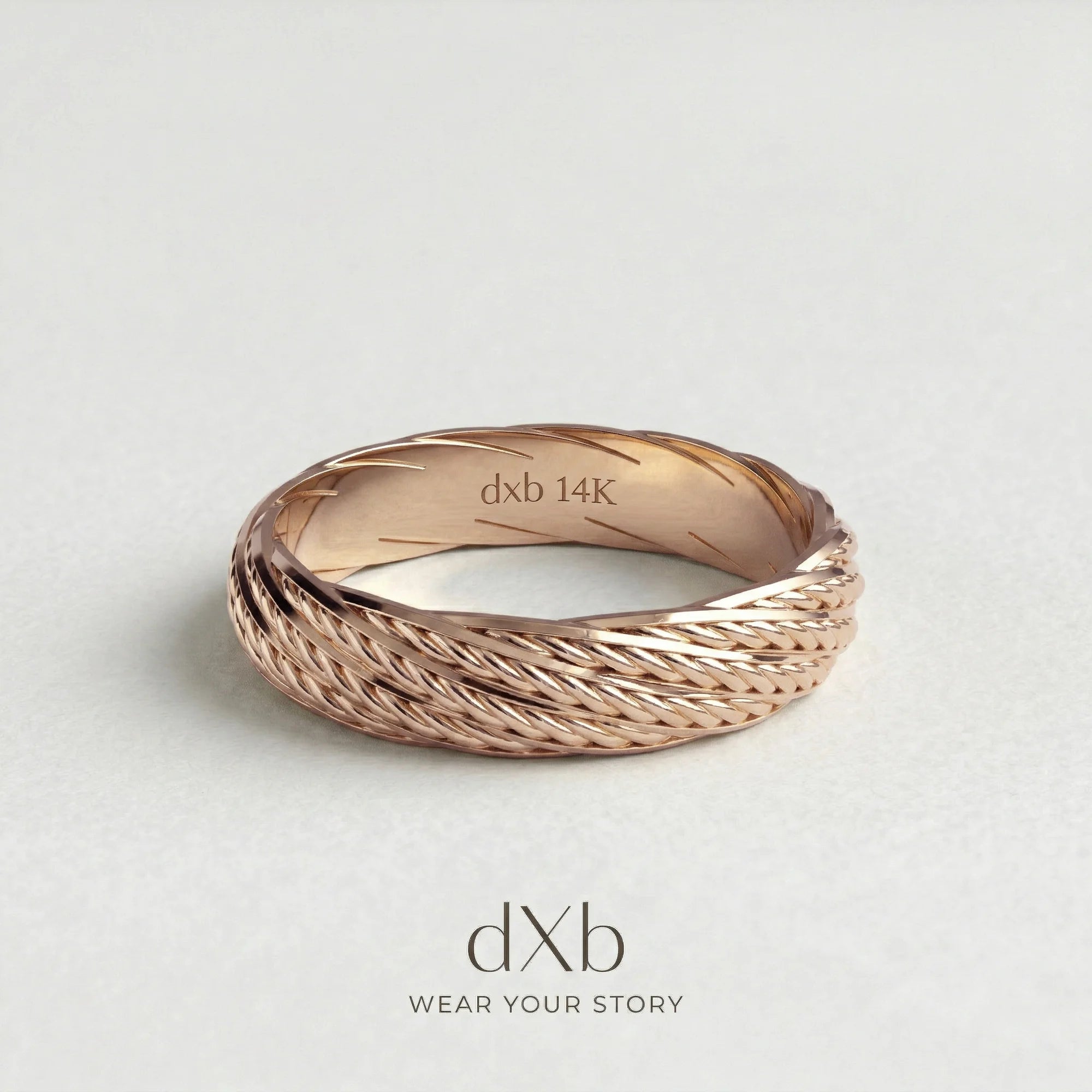 14k rose gold Braided Rope Band ring