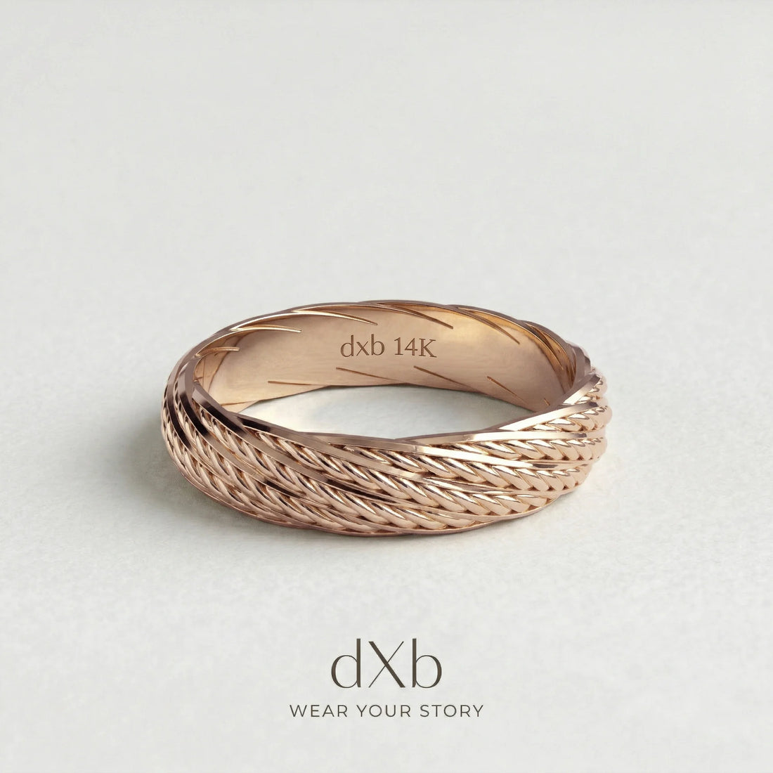 14k rose gold Braided Rope Band ring