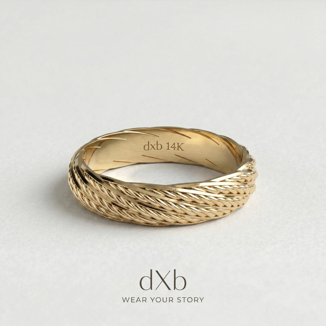 14k yellow gold Braided Rope Band ring