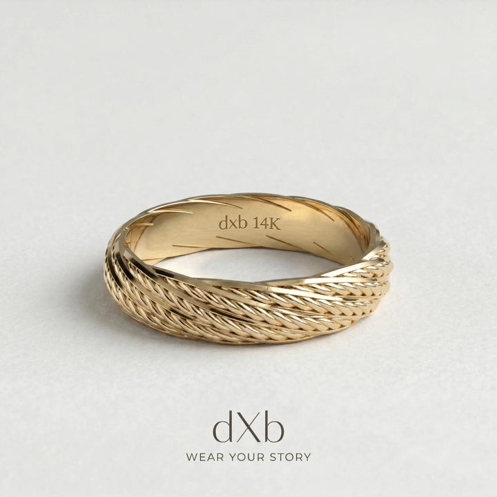 14k yellow gold Braided Rope Band ring