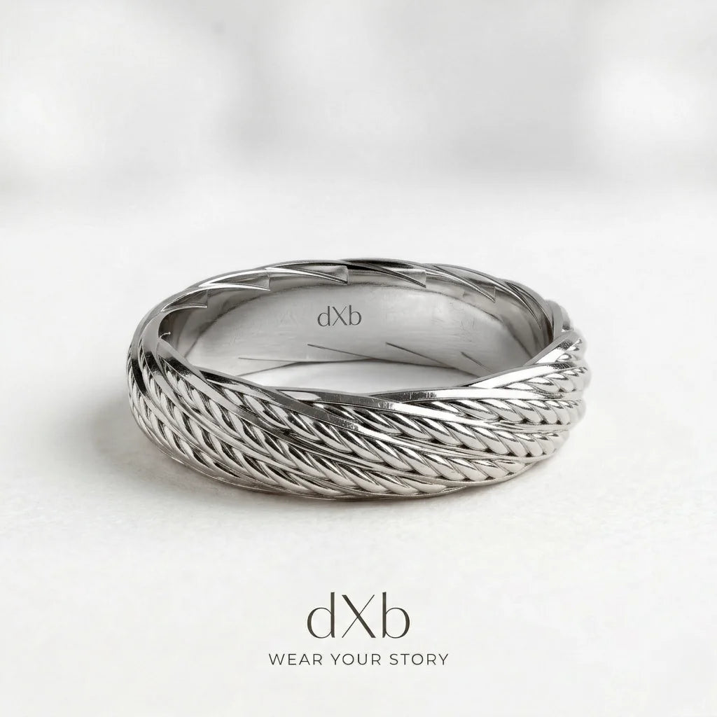 platinum Braided Rope Band ring