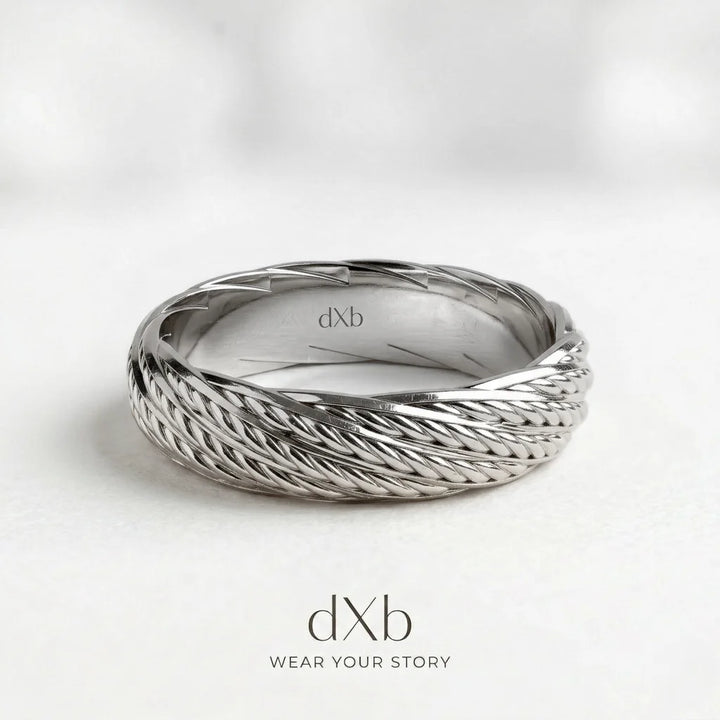 platinum Braided Rope Band ring
