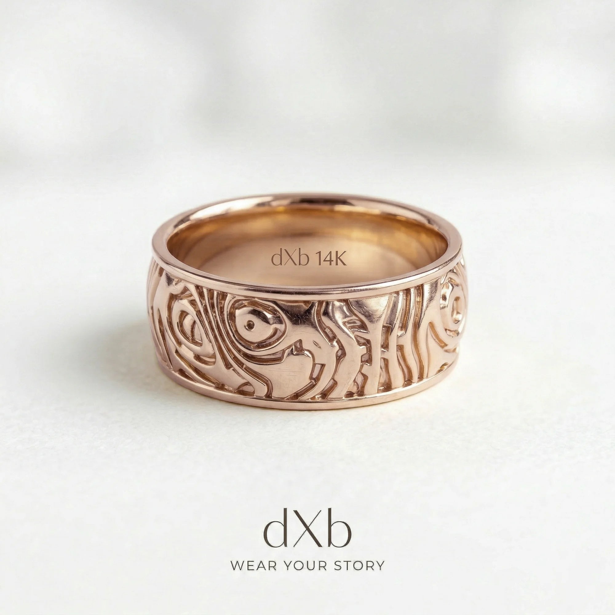 14k rose gold Engraved Band ring