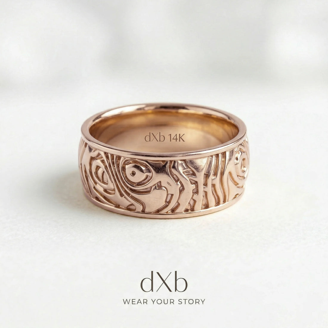 14k rose gold Engraved Band ring