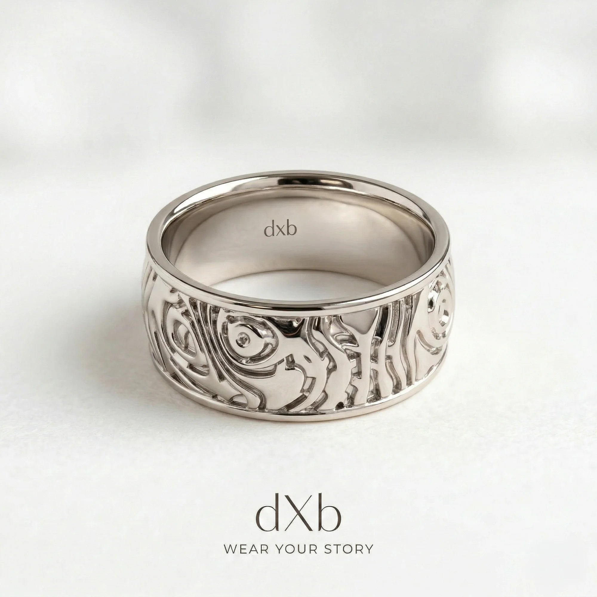 platinum Engraved Band ring