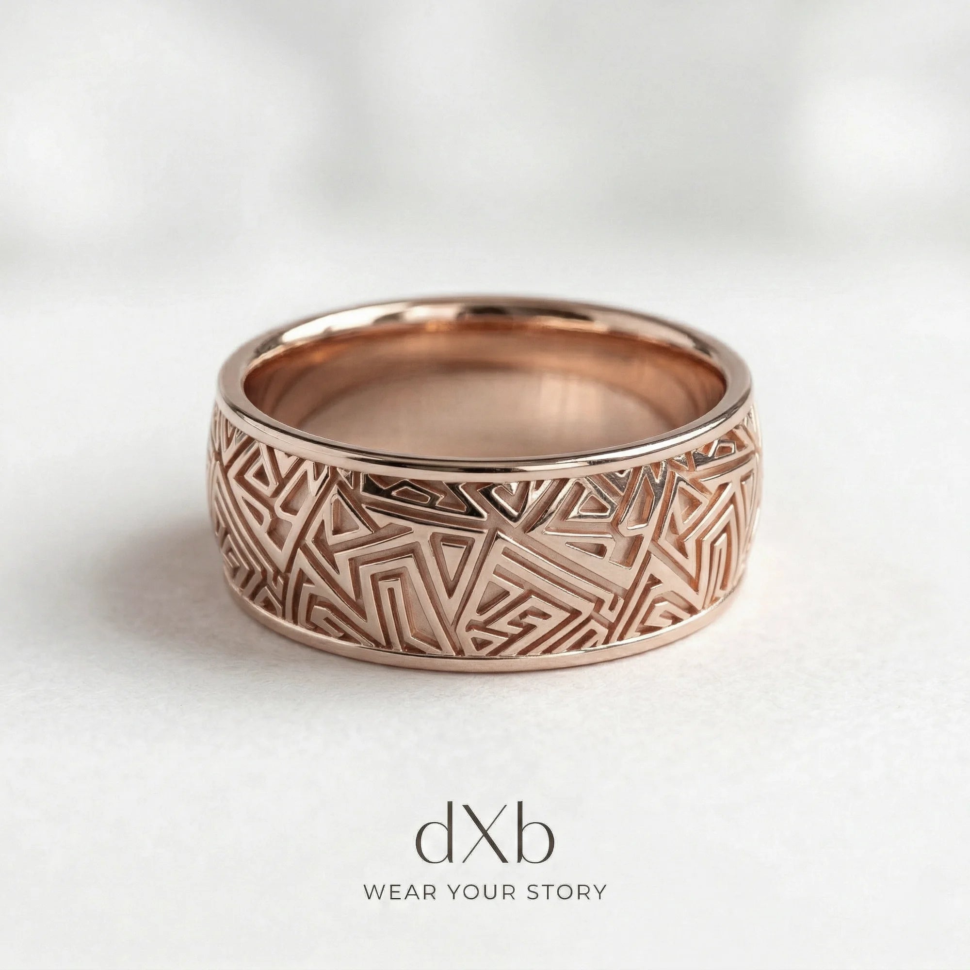 14k rose gold Geometric Pattern Band ring