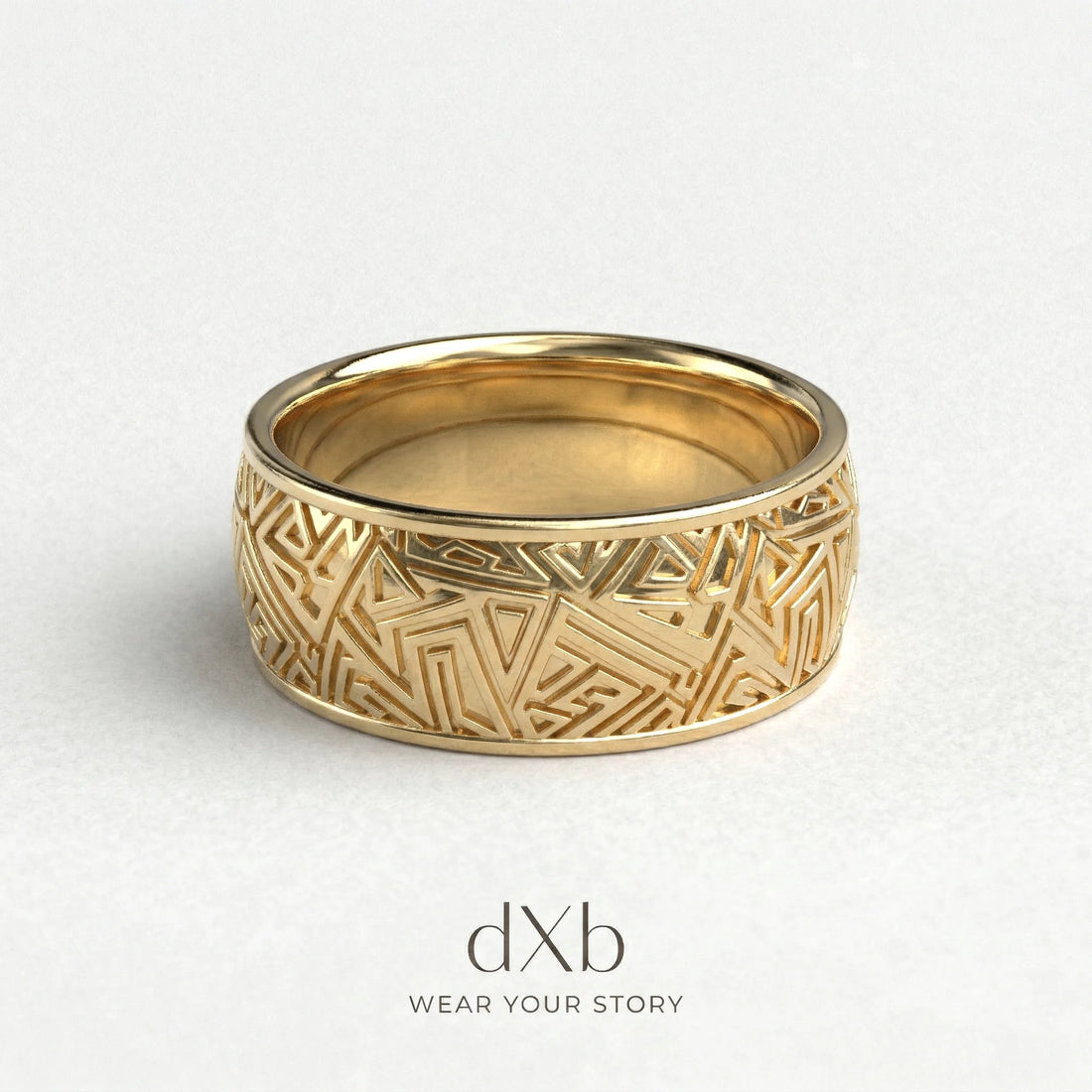 14k yellow gold Geometric Pattern Band ring