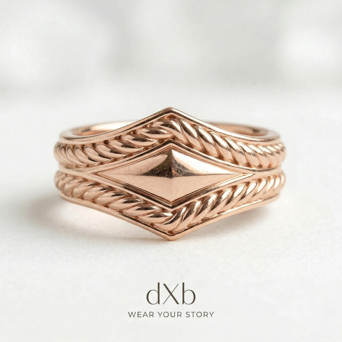 14k rose gold Geometric Rope Band ring