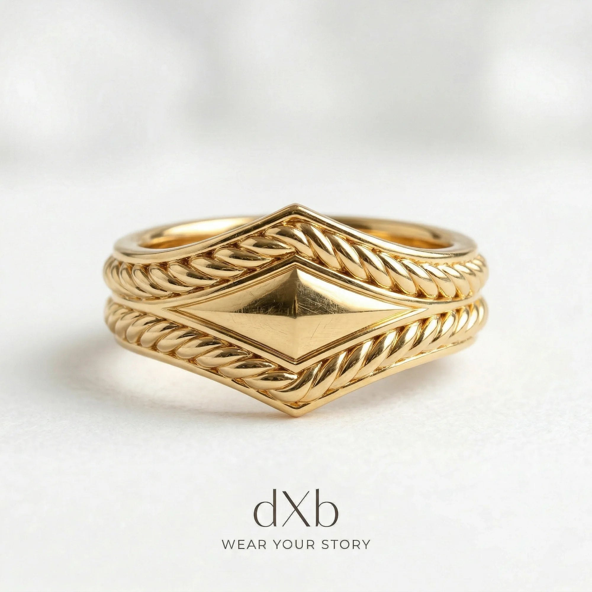 14k yellow gold Geometric Rope Band ring