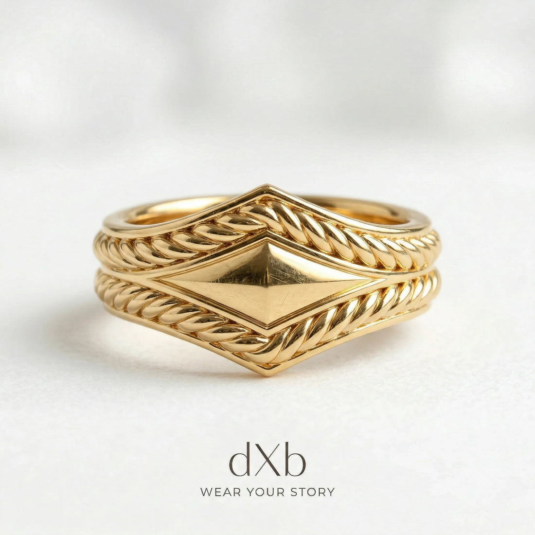 14k yellow gold Geometric Rope Band ring