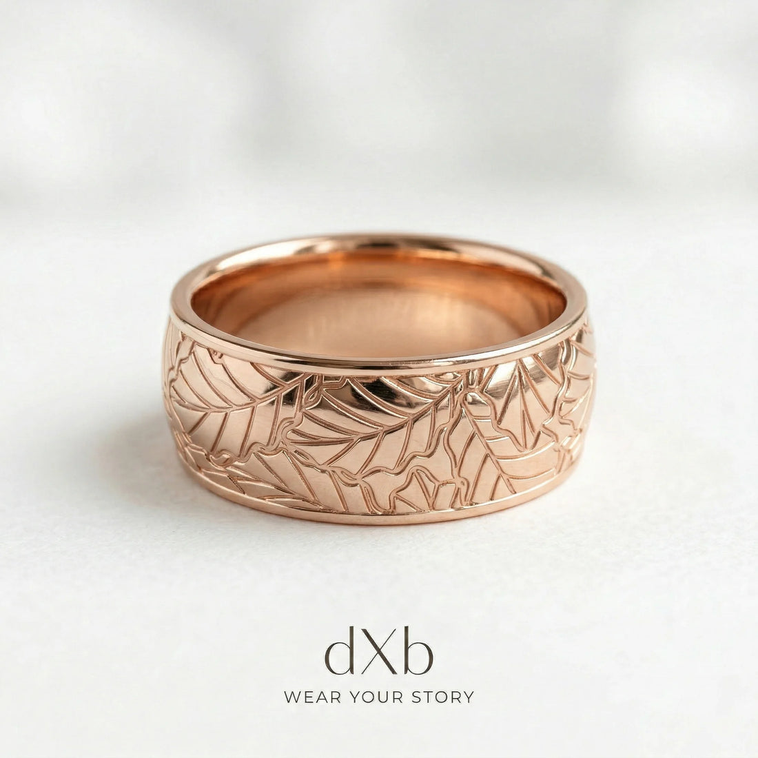 14k rose gold Leaf Motif Band ring