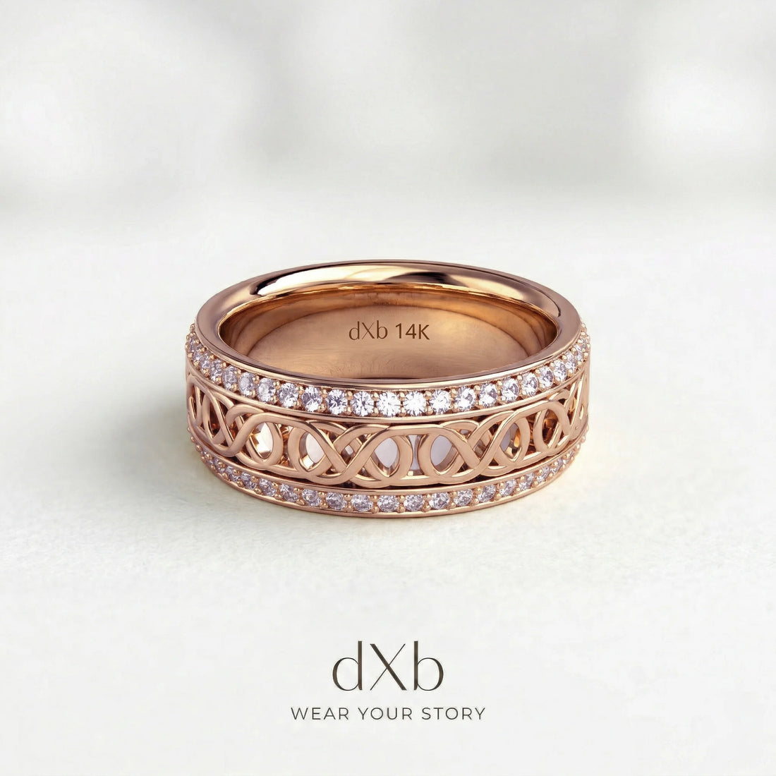 14k rose gold Interwoven Pave Band ring