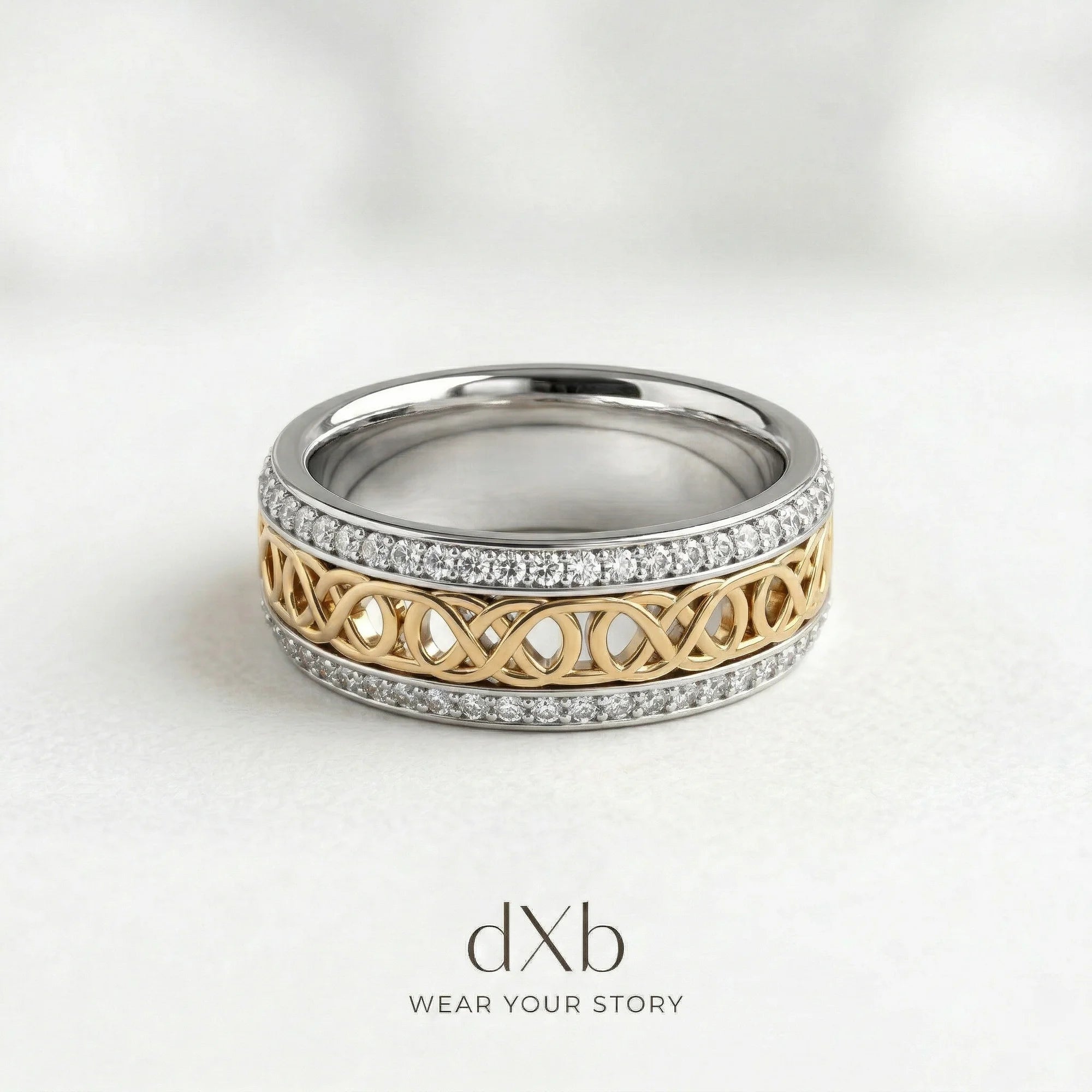 14k white gold Interwoven Pave Band ring