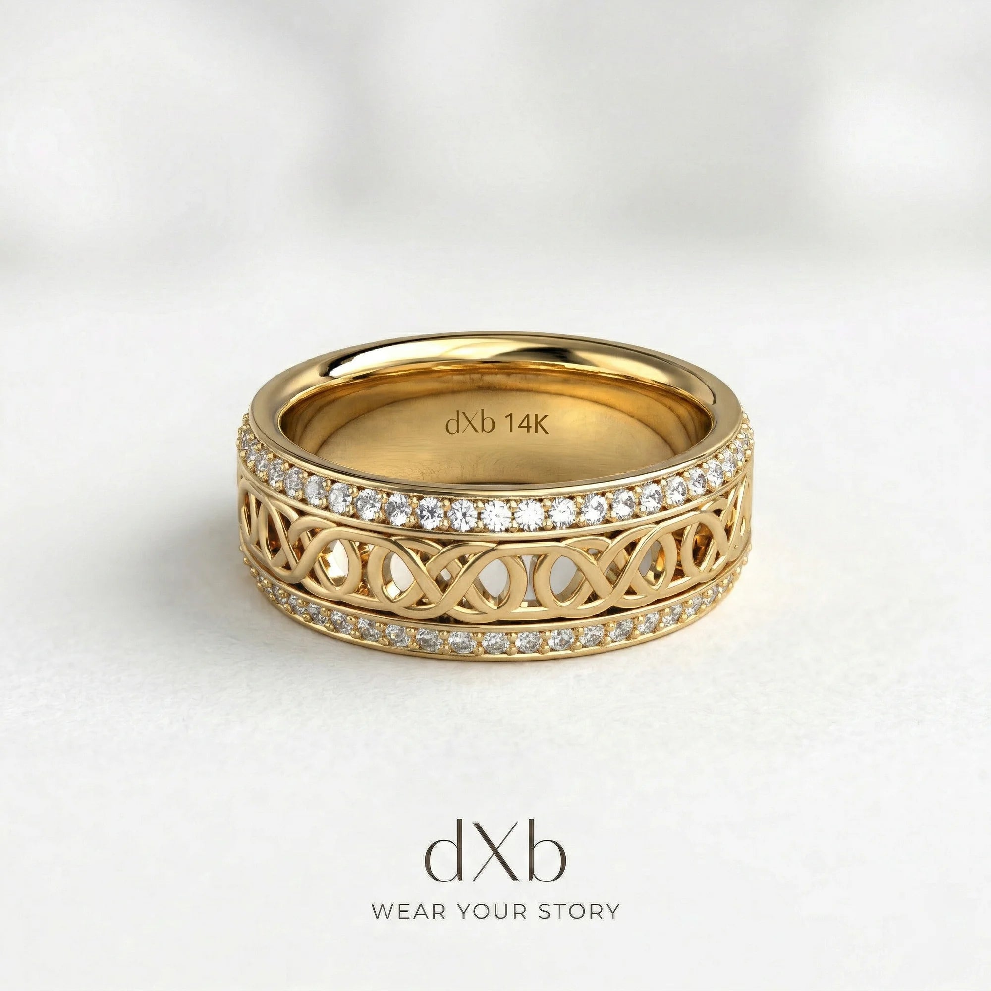 14k yellow gold Interwoven Pave Band ring