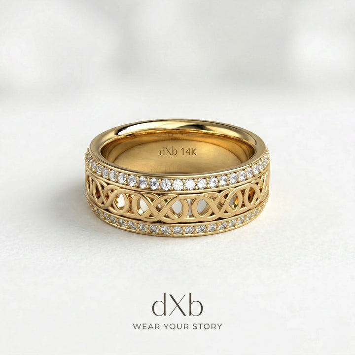 14k yellow gold Interwoven Pave Band ring