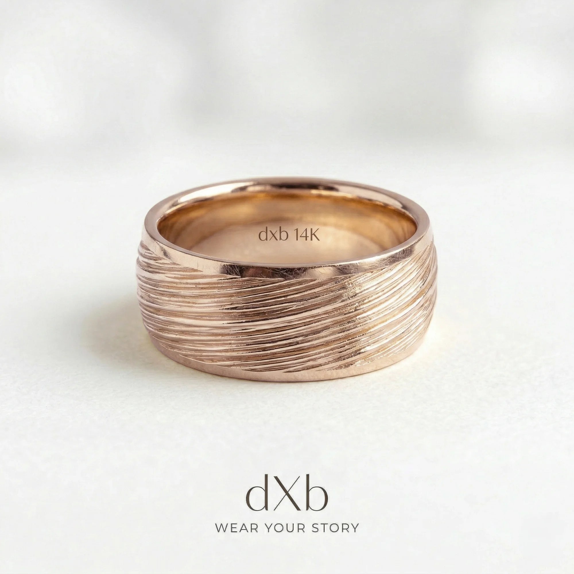 14k rose gold Textured Wave Band ring