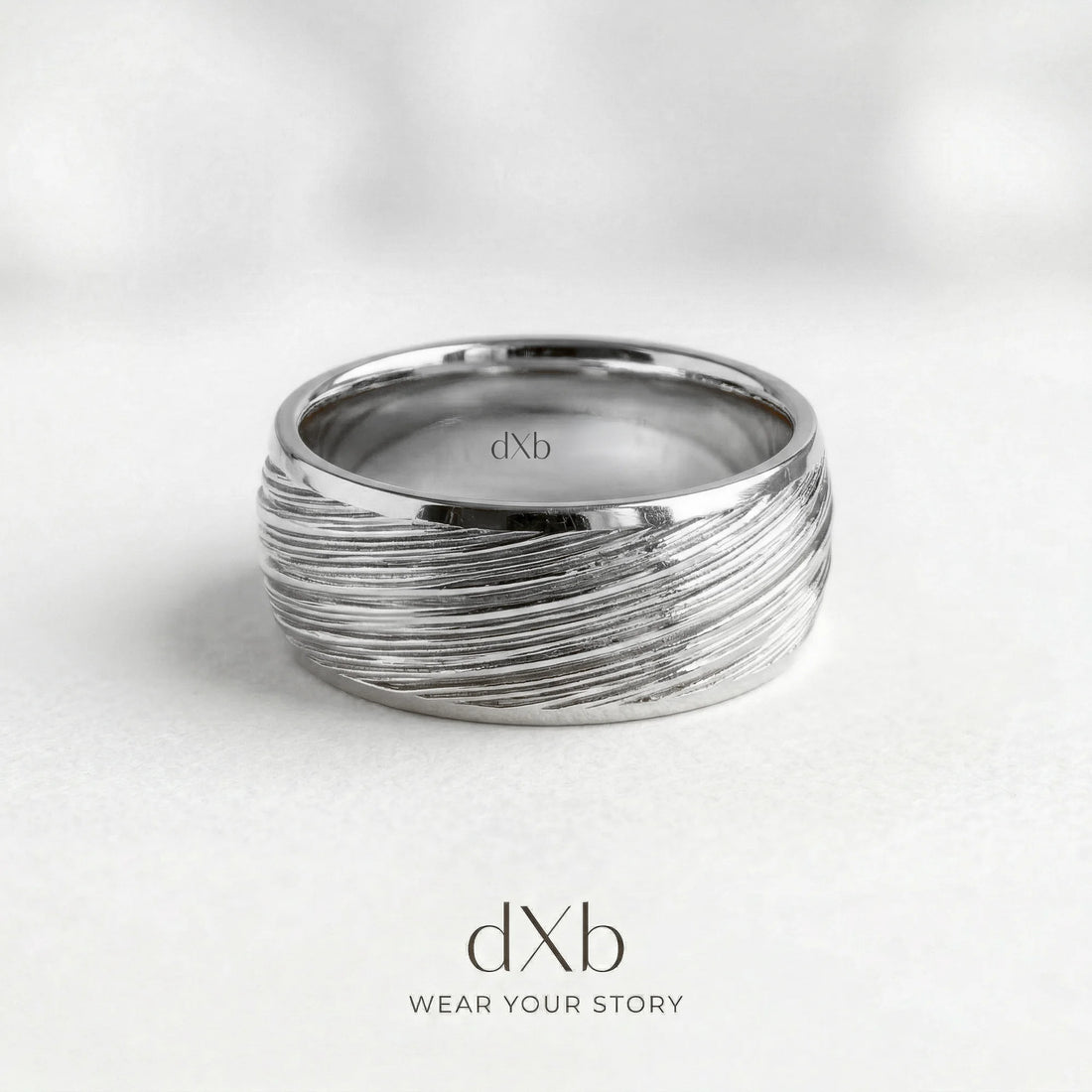 silver Textured Wave Band ring