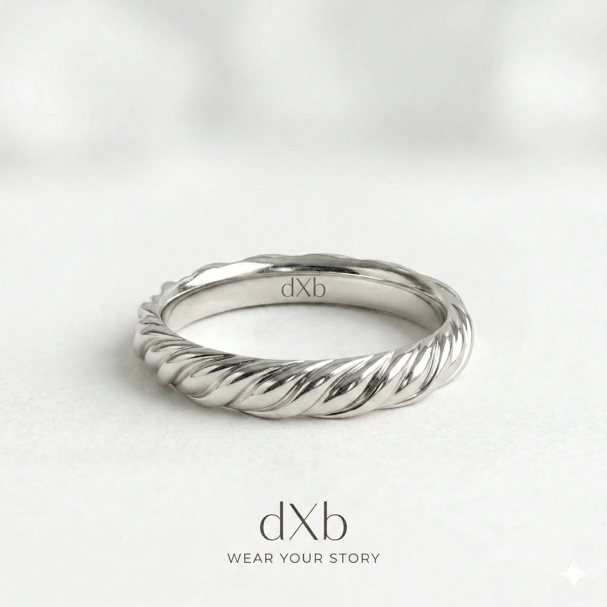 silver Twisted Rope Band ring