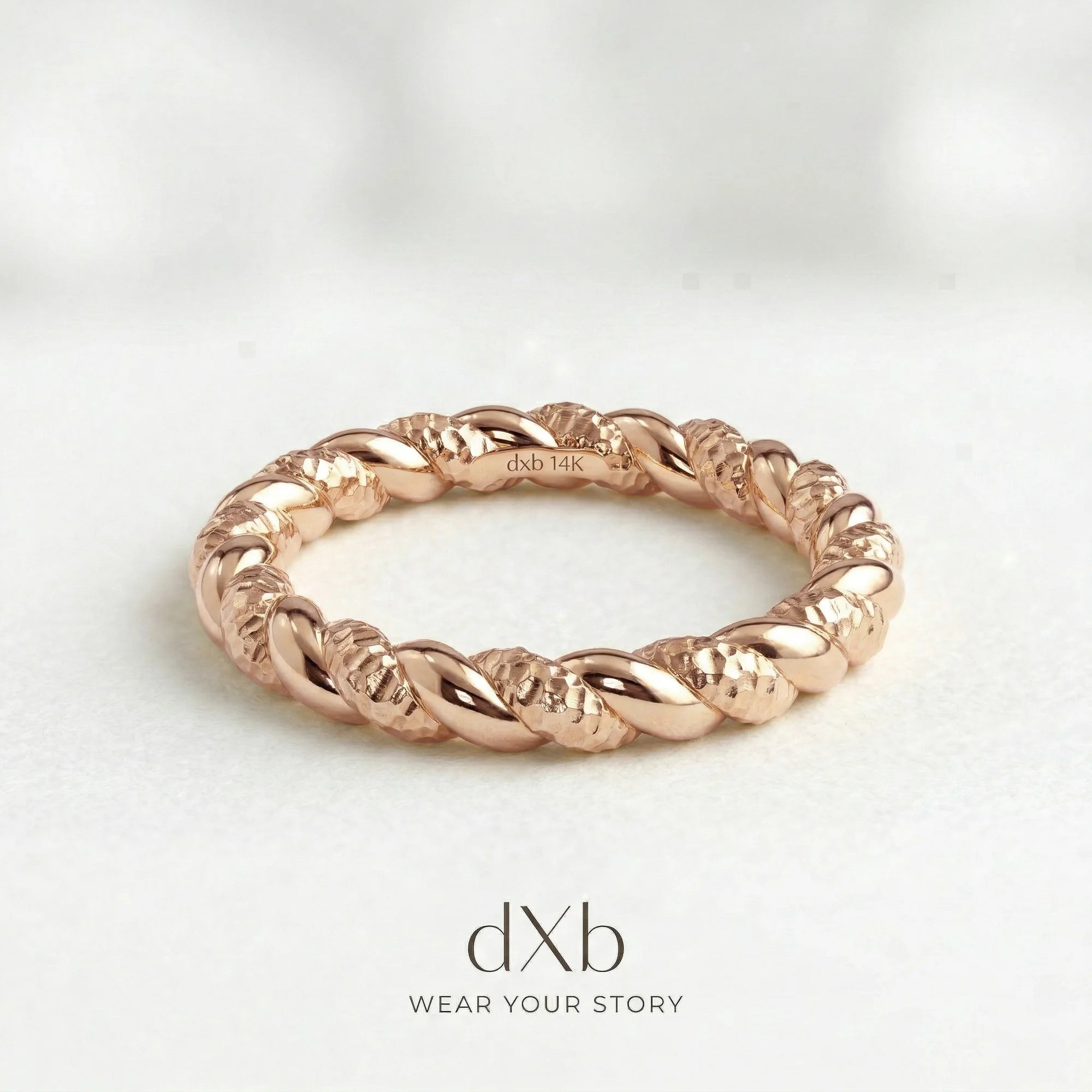 14k rose gold Twisted Rope Band ring