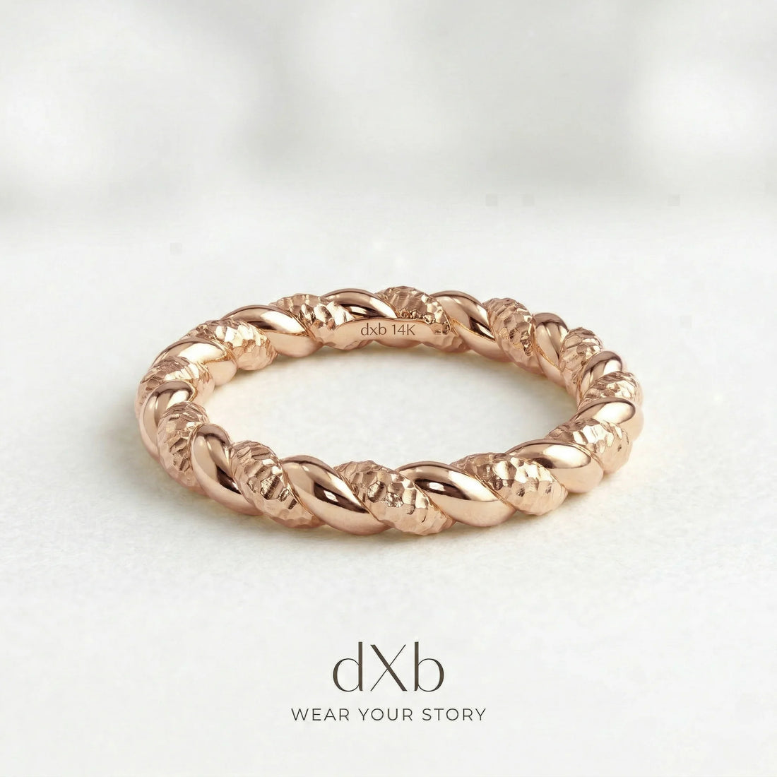 14k rose gold Twisted Rope Band ring